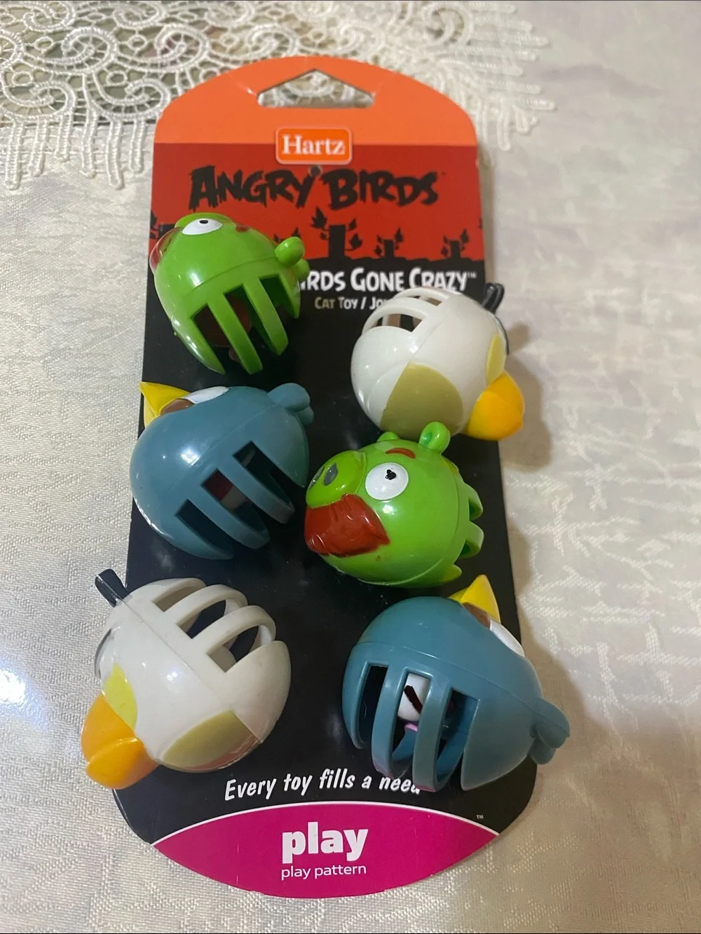 Hartz Angry Birds 'Birds Gone Crazy' Cat Toy Pack - Green/Blue/White New.